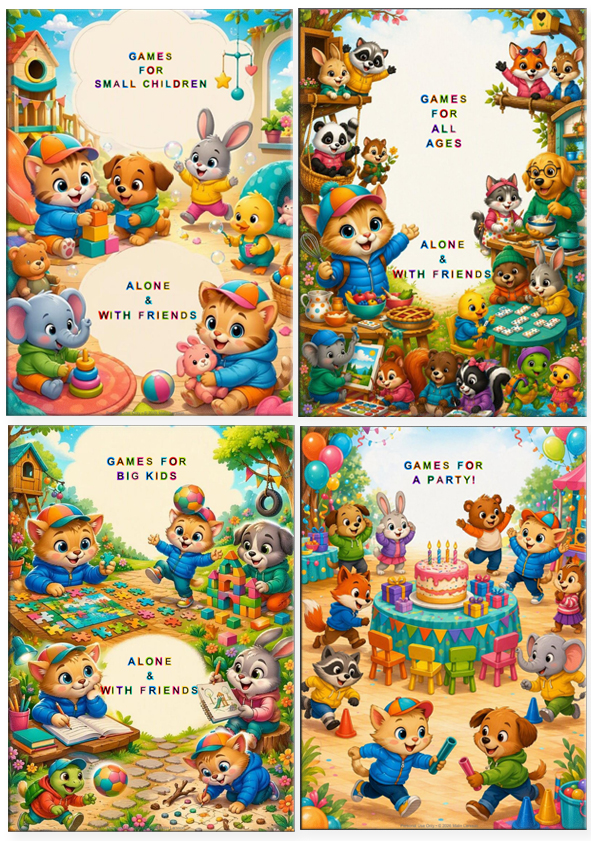 Print-ready chapter cover pages from the Kids Gonna Play e-book